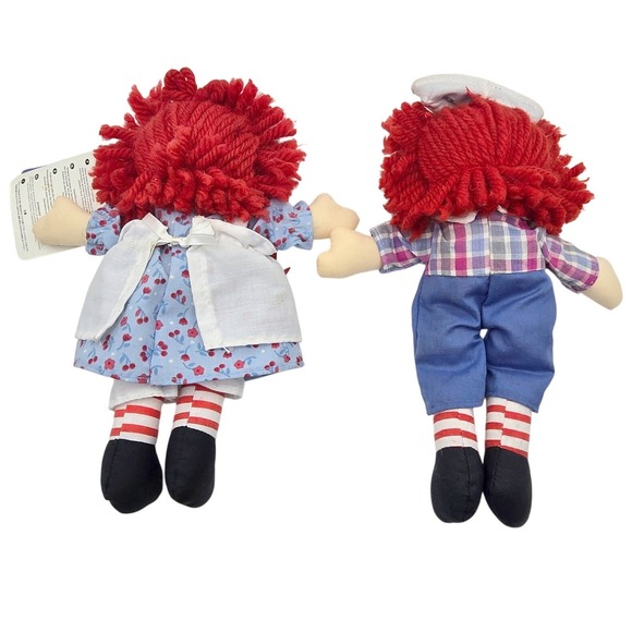 2012 Aurora Raggedy Ann & Andy Dolls Pair 9" Classic Plush Hasbro Ann Has Tag - Picture 2 of 14